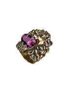 Gucci Lion Head Ring With Crystal - Gold