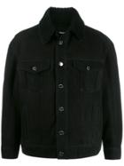 Les Hommes Suede Shearling Short Jacket - Black