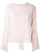 Blugirl - Rear Tie Detail Blouse - Women - Polyester - 40, Pink/purple, Polyester