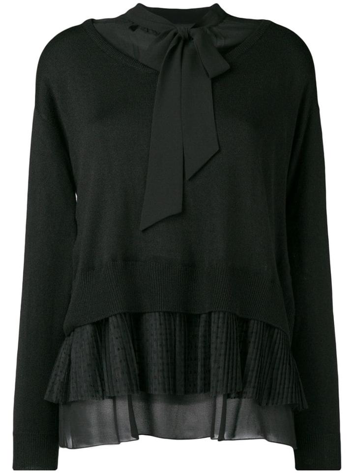 Twin-set Bow Tie Layered Jumper - Black