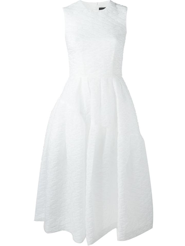 Simone Rocha Cloque Sleeveless Midi Dress, Women's, Size: 8, White, Nylon/acrylic/polyester/viscose