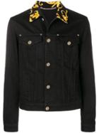 Versace Baroque-collar Denim Jacket - Black