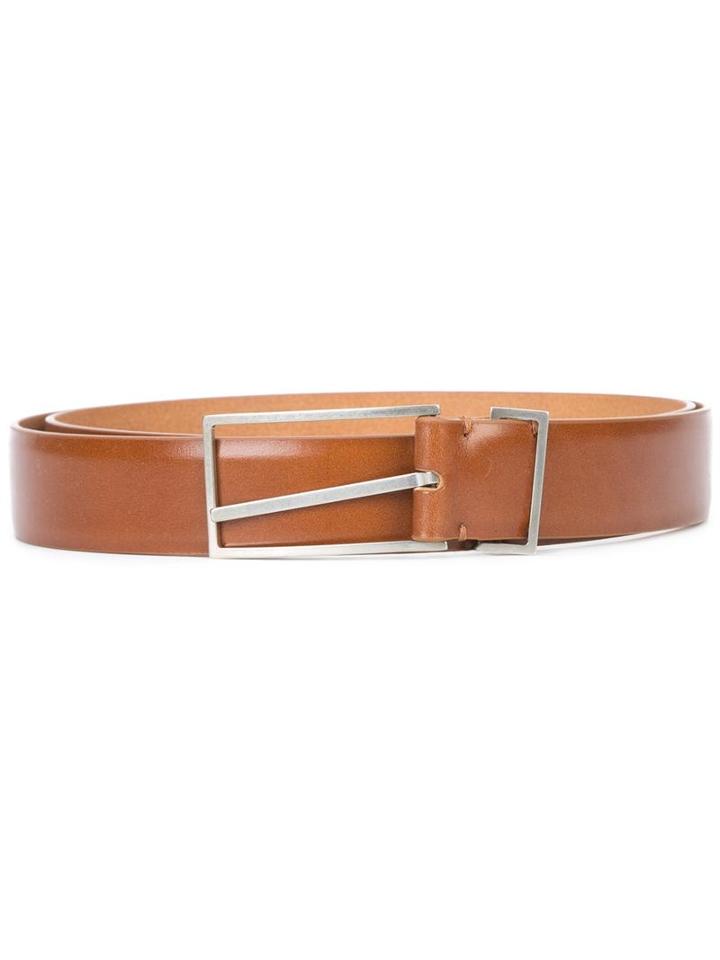 Maison Margiela Rectangular Buckle Belt, Men's, Size: 100, Brown, Calf Leather