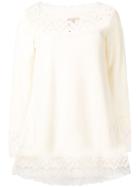 Ermanno Scervino Lace Trim Knitted Top - White