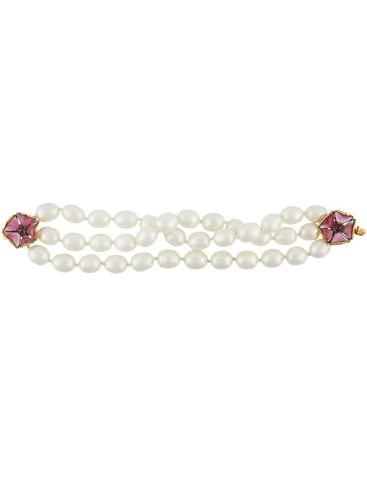 Chanel Vintage Pearl Flower Bracelet - White
