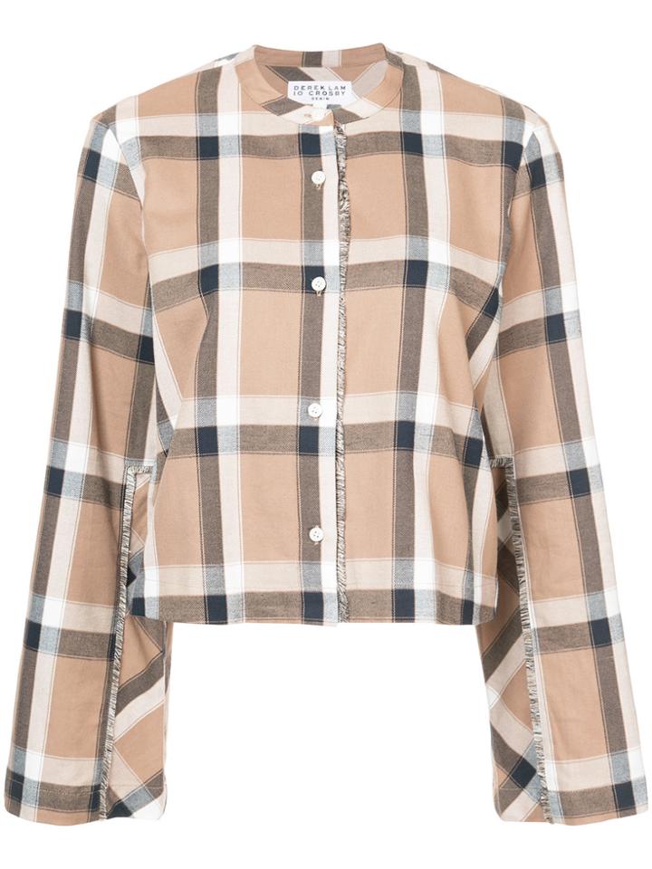 Derek Lam 10 Crosby Wide Sleeve Cropped Shirt - Brown