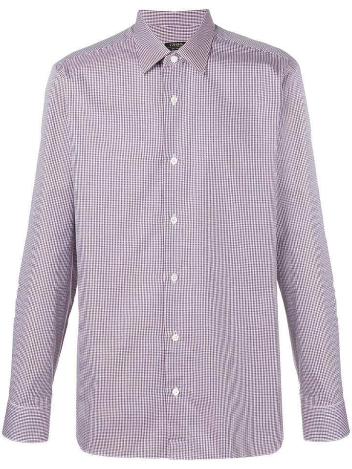 Z Zegna Slim Fit Checked Shirt - Blue