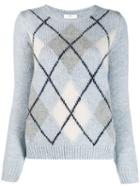 Allude Check Patterned Sweater - Blue