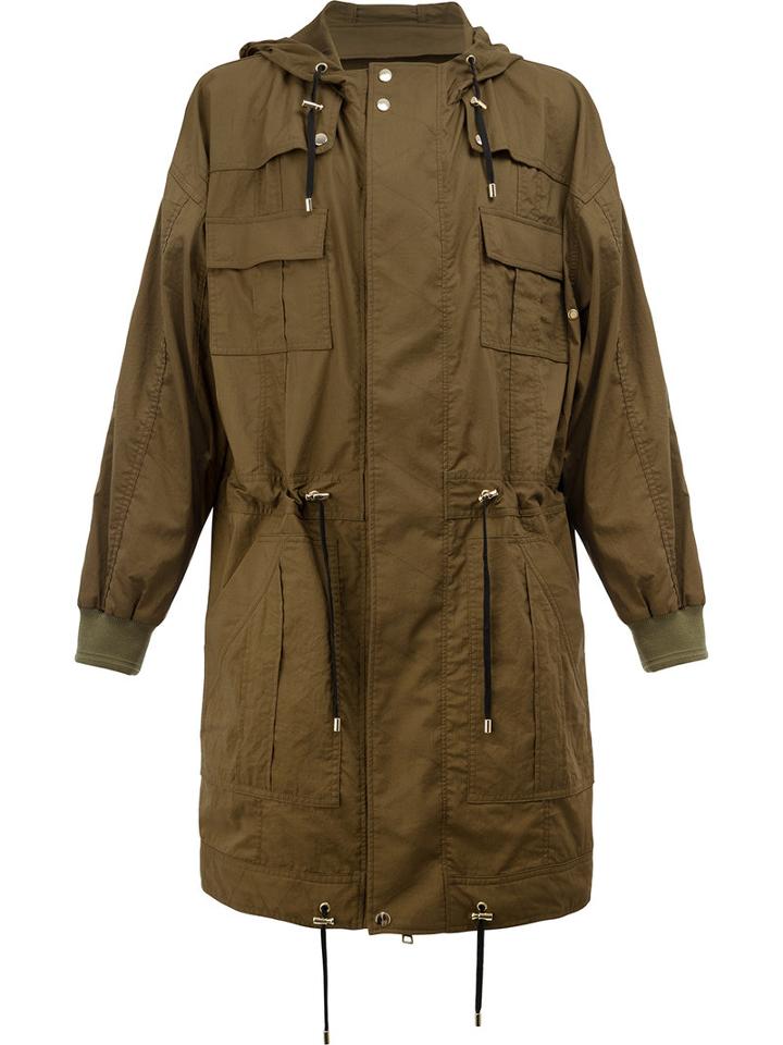 Balmain Flap Pocket Parka Coat, Men's, Size: Medium, Green, Viscose/cotton