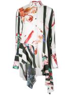Palmer / Harding Floral Print Asymmetric Shirt - White