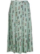 Marni Novelty Print Pleated Skirt - Green