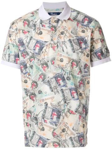 Thames Printed Polo Shirt - White