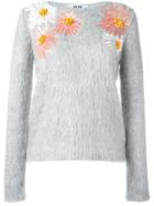Msgm Sequin Flowers Jumper - Grey