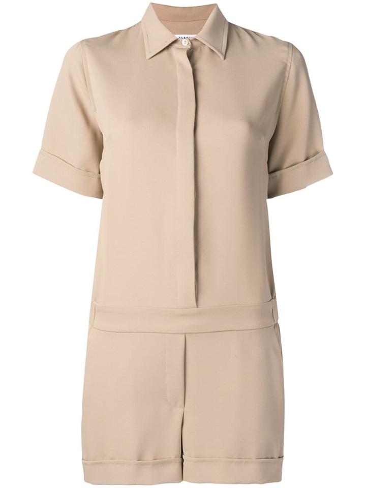 P.a.r.o.s.h. Shirt Style Playsuit - Neutrals
