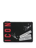 Dsquared2 Printed Logo Clutch Bag - Black