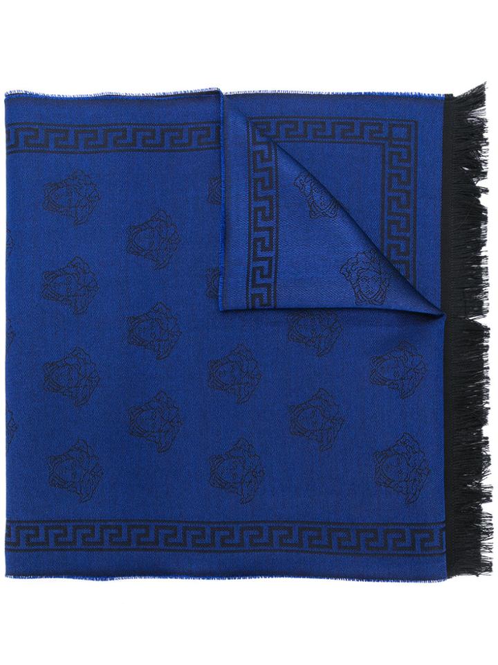 Versace Medusa Embroidered Scarf - Blue