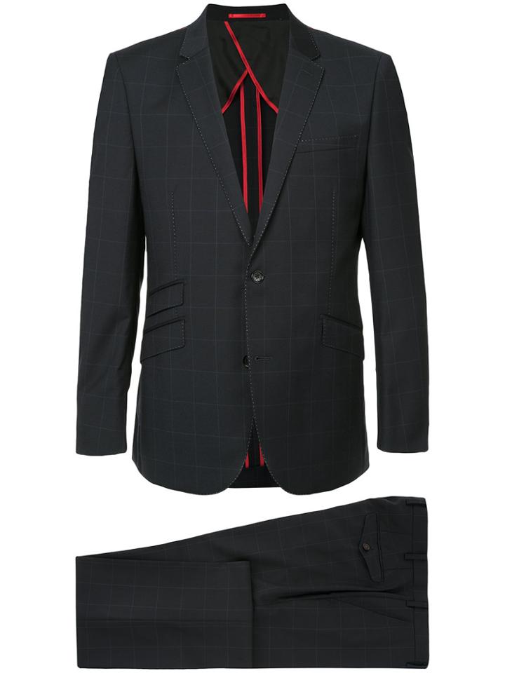 Loveless Two Piece Grid Print Suit - Blue