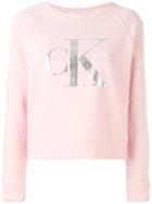 Calvin Klein Jeans - Logo Print Sweatshirt - Women - Cotton - L, Pink/purple, Cotton