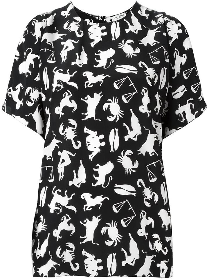 Saint Laurent Horoscope Print Blouse