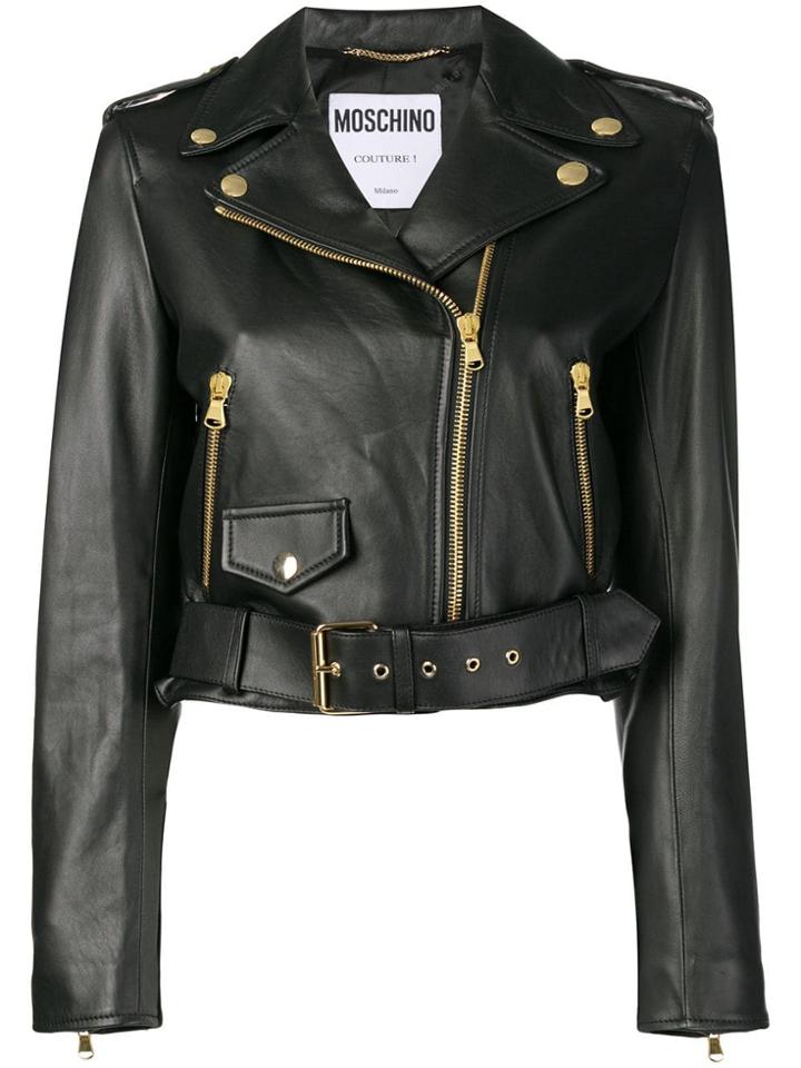 Moschino Off-center Zipped Jacket - Black