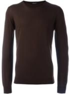Roberto Collina Crew Neck Sweater, Men's, Size: 48, Brown, Merino