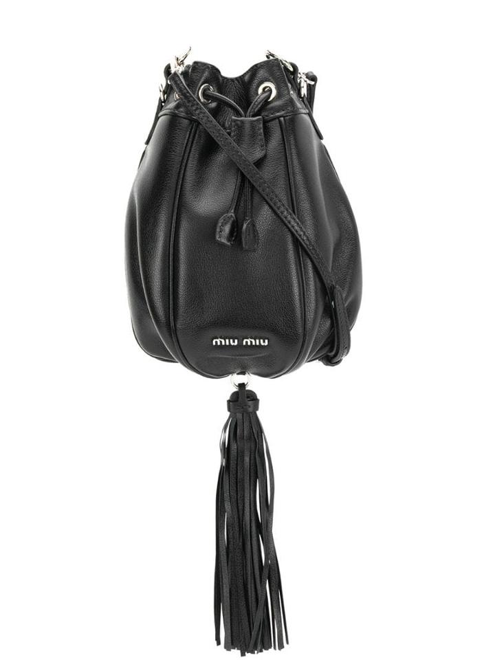 Miu Miu Tassel Detail Bucket Bag - Black