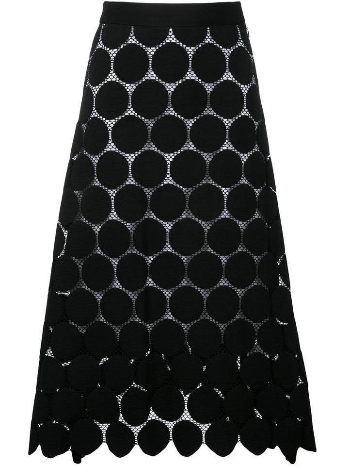 Le Ciel Bleu - Dotted Lace Flared Skirt - Women - Cotton/nylon - 34, Black, Cotton/nylon