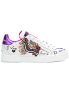 Dolce & Gabbana Embellished Scribble Sneakers - White