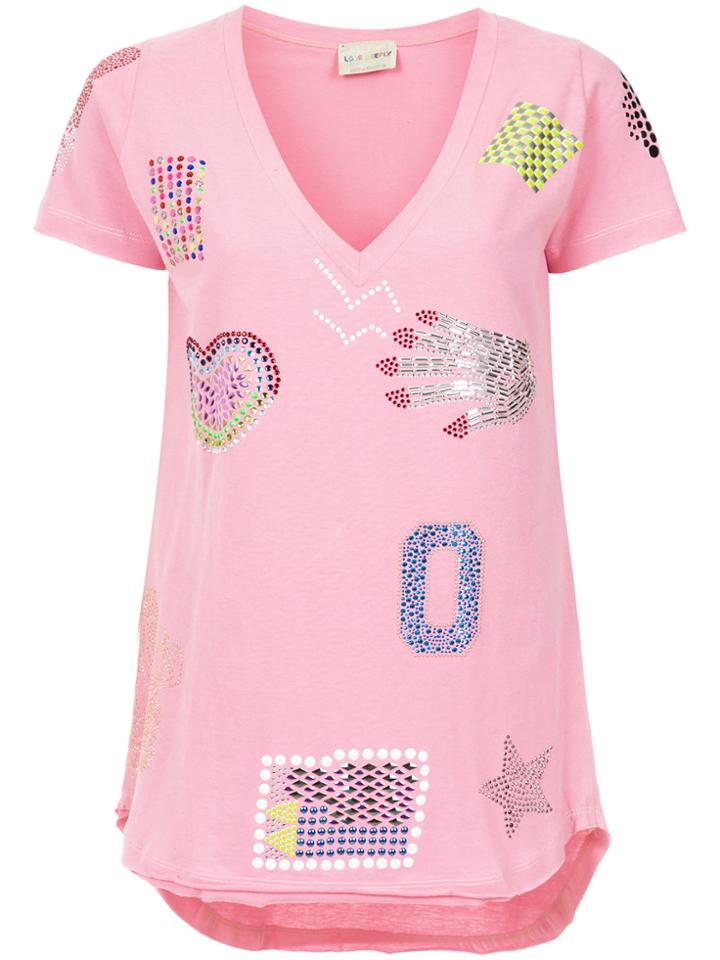 Andrea Bogosian Appliqué T-shirt - Pink & Purple