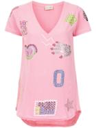 Andrea Bogosian Appliqué T-shirt - Pink & Purple
