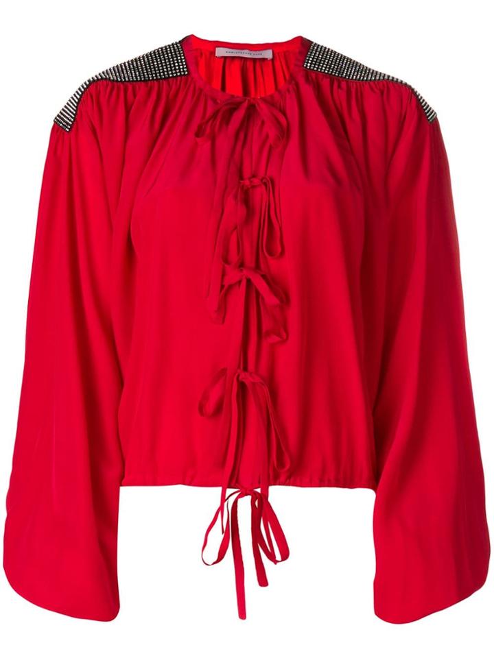 Christopher Kane Crystal Bow Blouse - Red