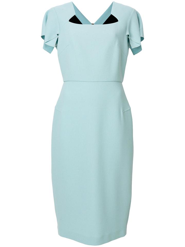 Roland Mouret Embellished Sleeve Shift Dress - Blue