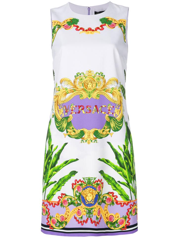 Versace Palm Baroque Print Shift Dress - Multicolour