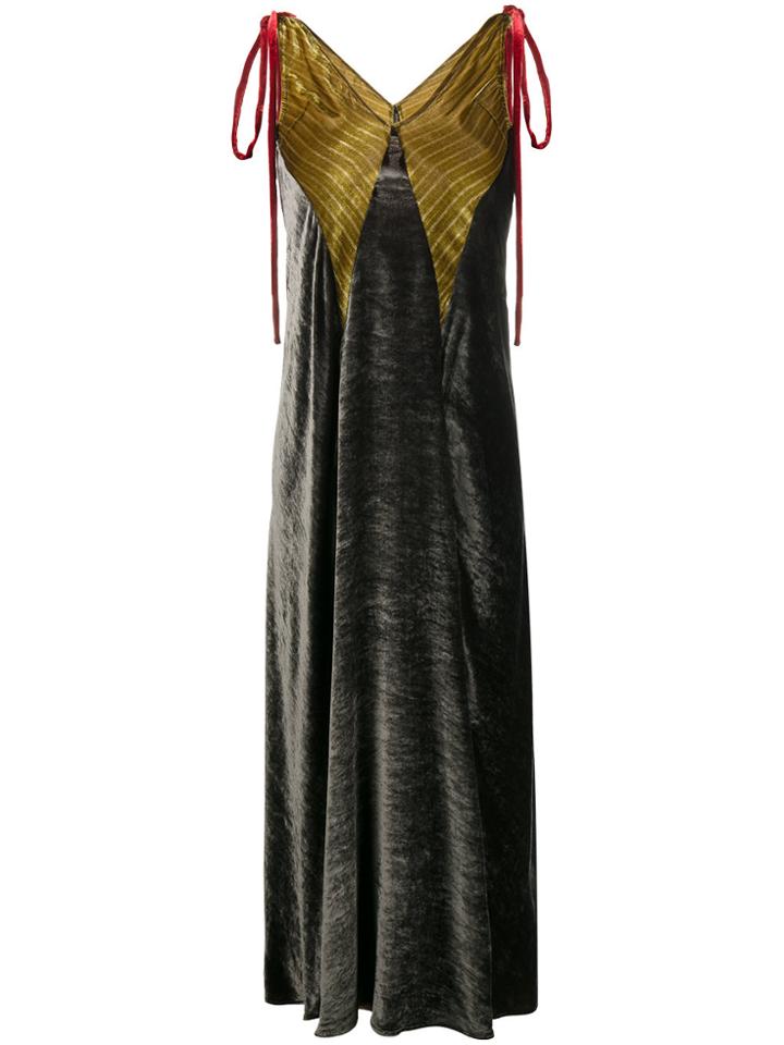 Attico Velvet Maxi Dress - Grey