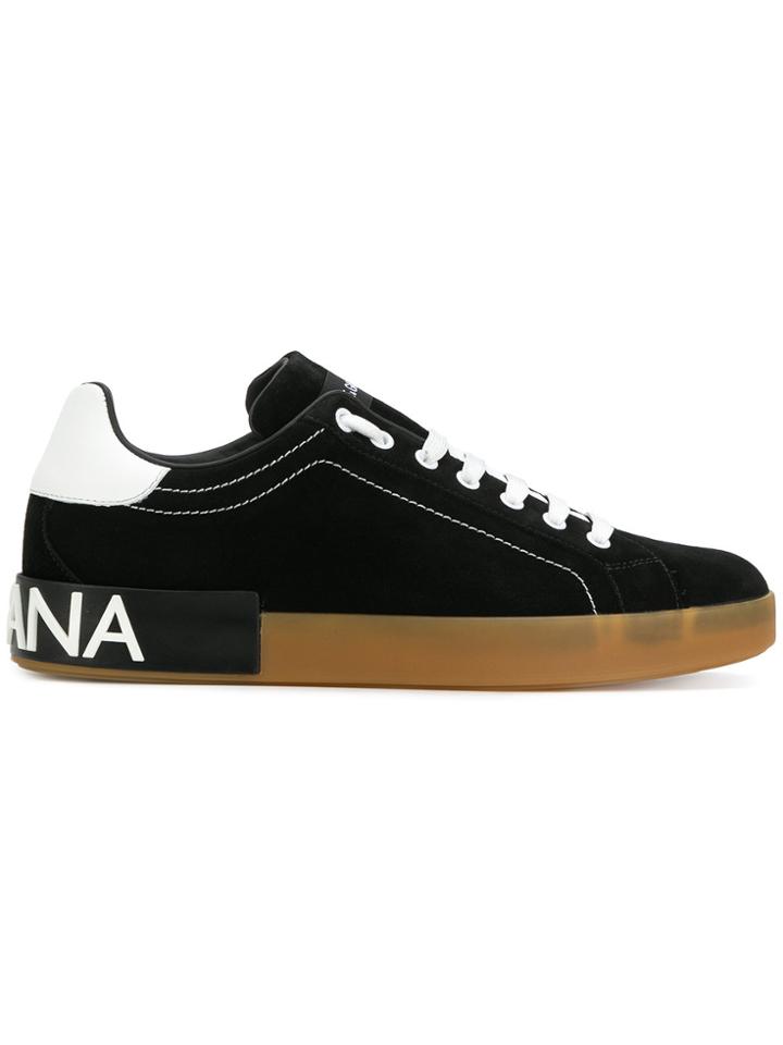 Dolce & Gabbana Contrast Logo Heel Sneakers - Black