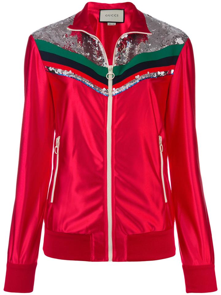 Gucci Zipped Stripe Detail Jacket - Red