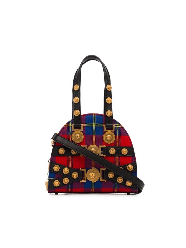 Versace Studded Leather Shoulder Bag - Red