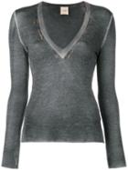 Nude V Neck Detail Sweatshirt, Women's, Size: 42, Grey, Wool/silk/cashmere