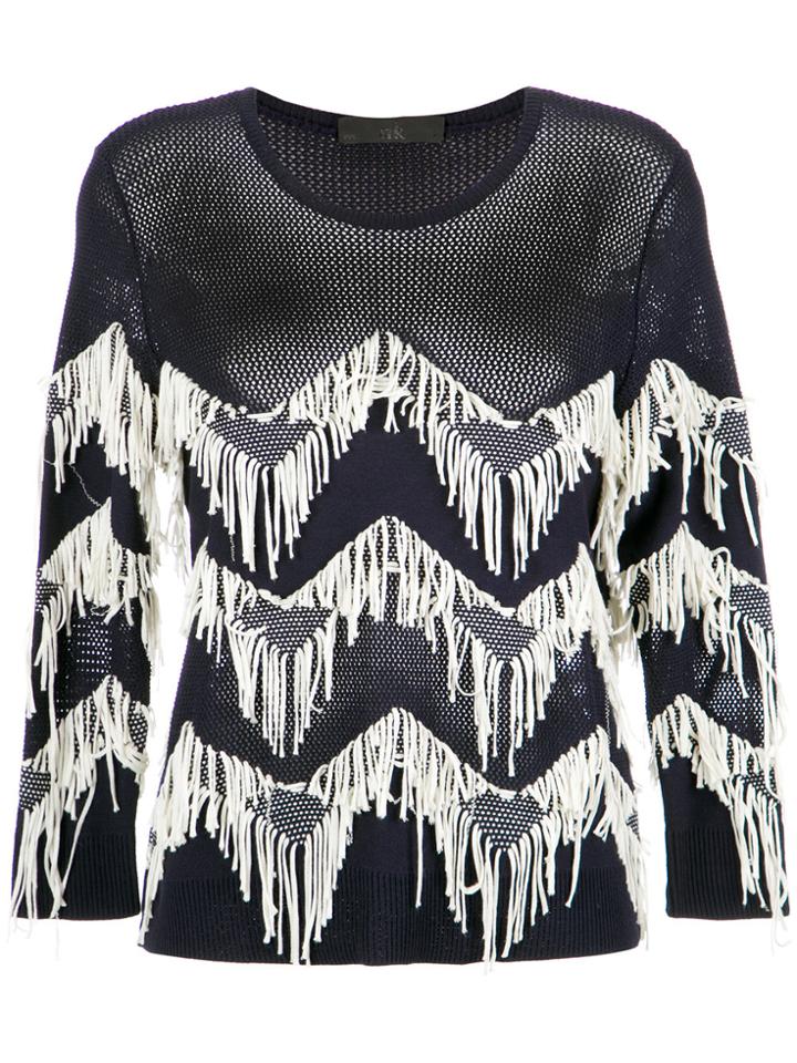 Nk Fringed Knit Blouse - Blue