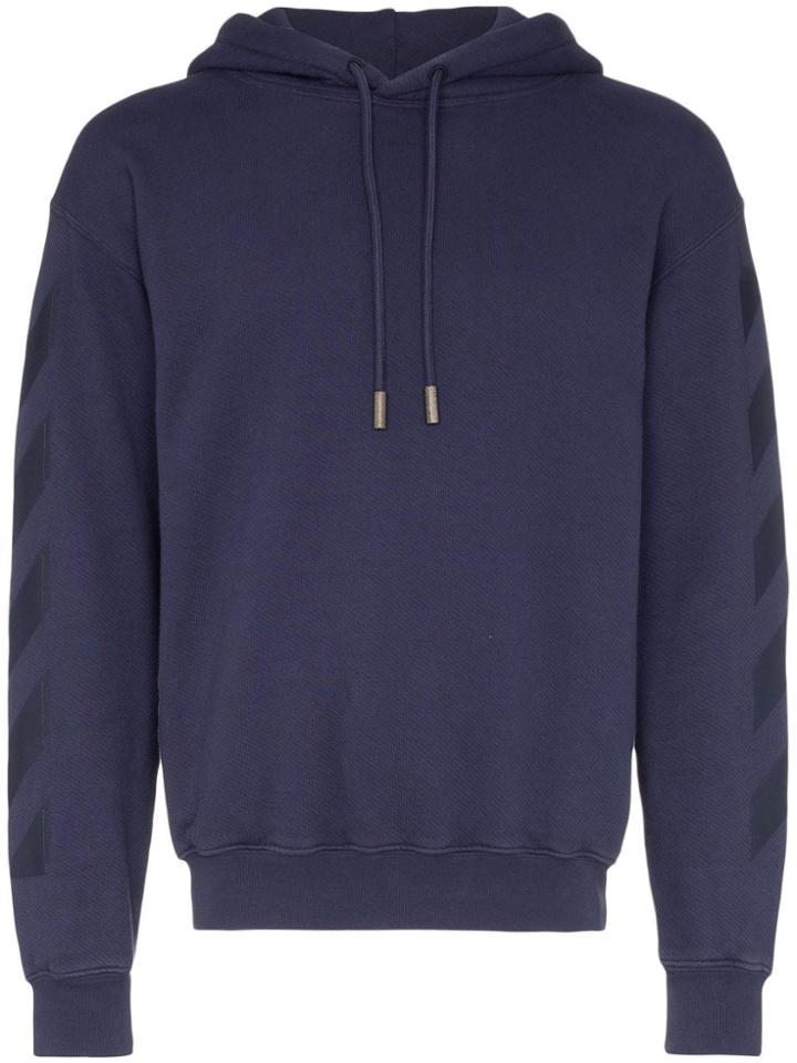 Off-white Tonal Logo Print Hoodie - Blue