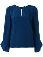 Msgm Ribbon Detail Blouse, Women's, Size: 42, Blue, Silk