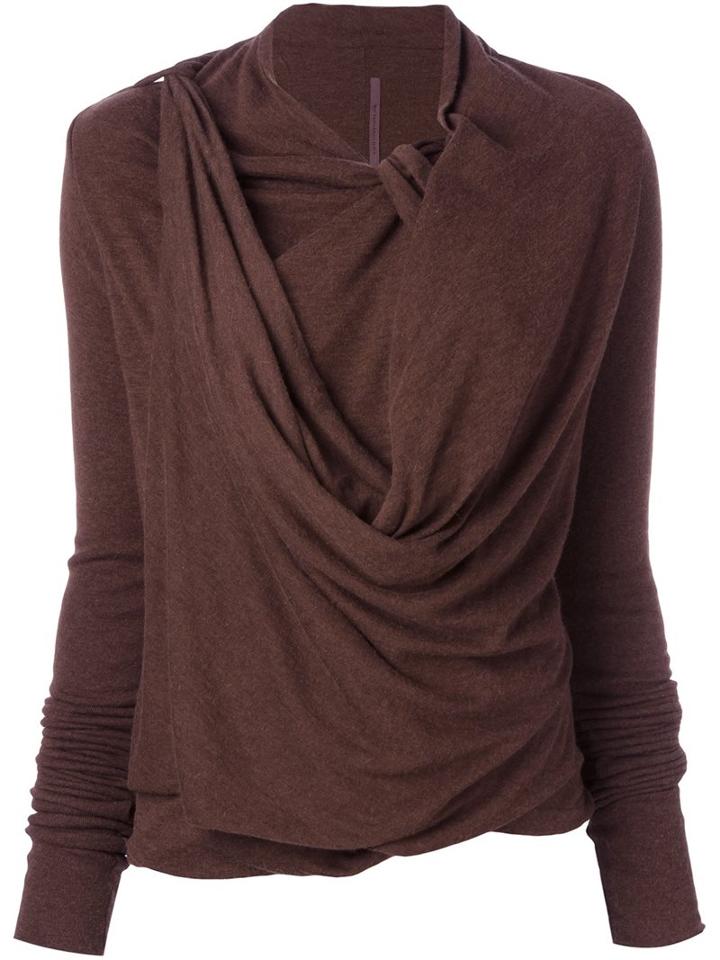 Rick Owens Lilies Draped Jumper, Women's, Size: 38, Brown, Viscose/nylon/angora/wool
