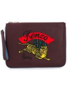 Kenzo Embroidered Clutch - Pink & Purple