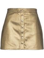 Saint Laurent Buttoned Cotton Mini Skirt - Metallic