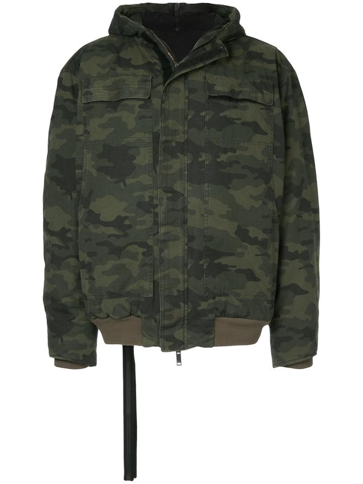 Unravel Project Camouflage Hooded Bomber - Green