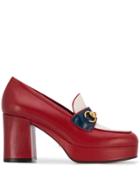 Gucci Horsebit Platform Loafers - Red