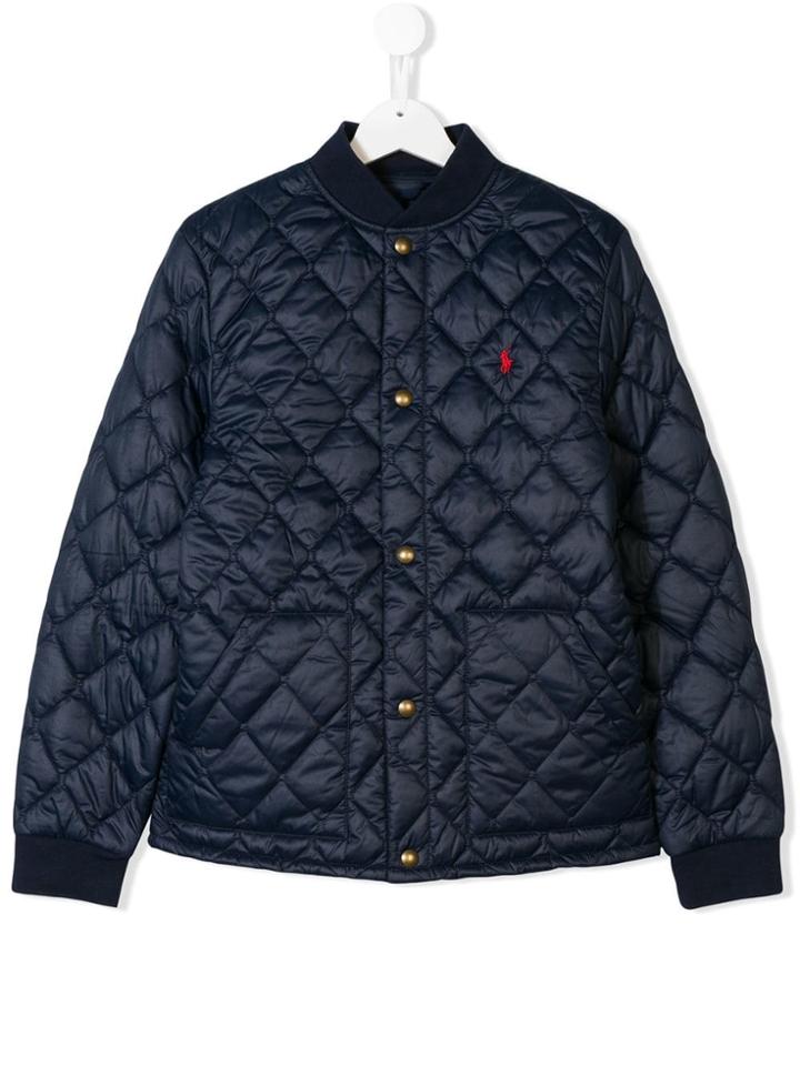 Ralph Lauren Kids Teen Logo Embroidered Quilted Jacket - Blue