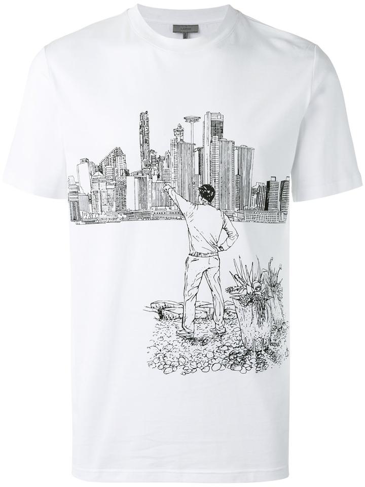 Lanvin Printed T-shirt, Men's, Size: Xxl, White, Cotton