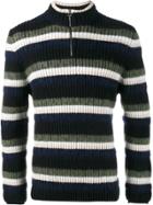 Helen Lawrence Striped Wool, Mohair And Lambswool Half-zip Jumper -