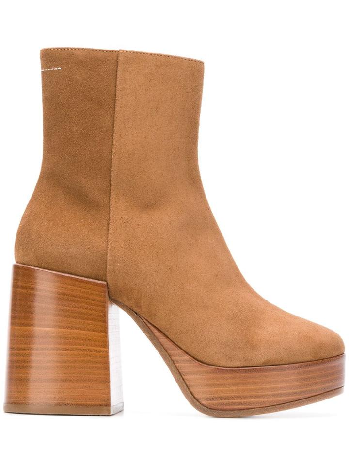 Mm6 Maison Margiela Platform Ankle Boots - Brown